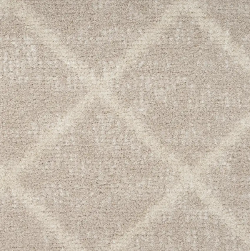 10' Beige Geometric Power Loom Runner Rug Photo 5