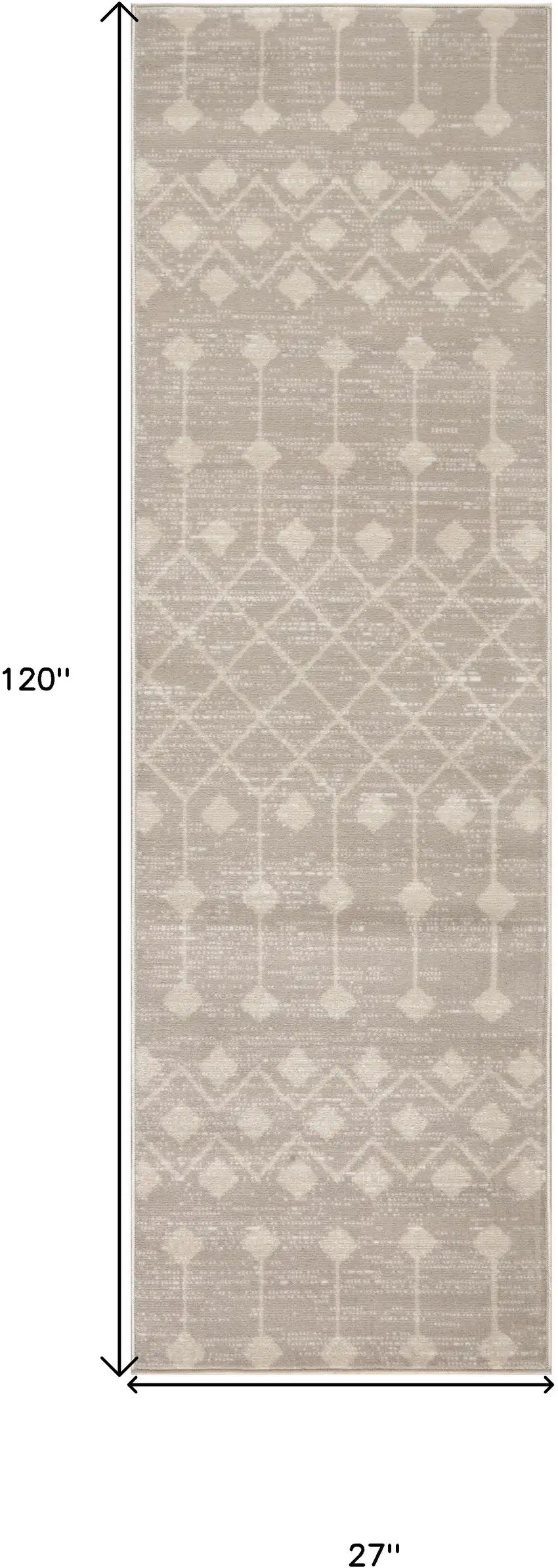 10' Beige Geometric Power Loom Runner Rug Photo 3