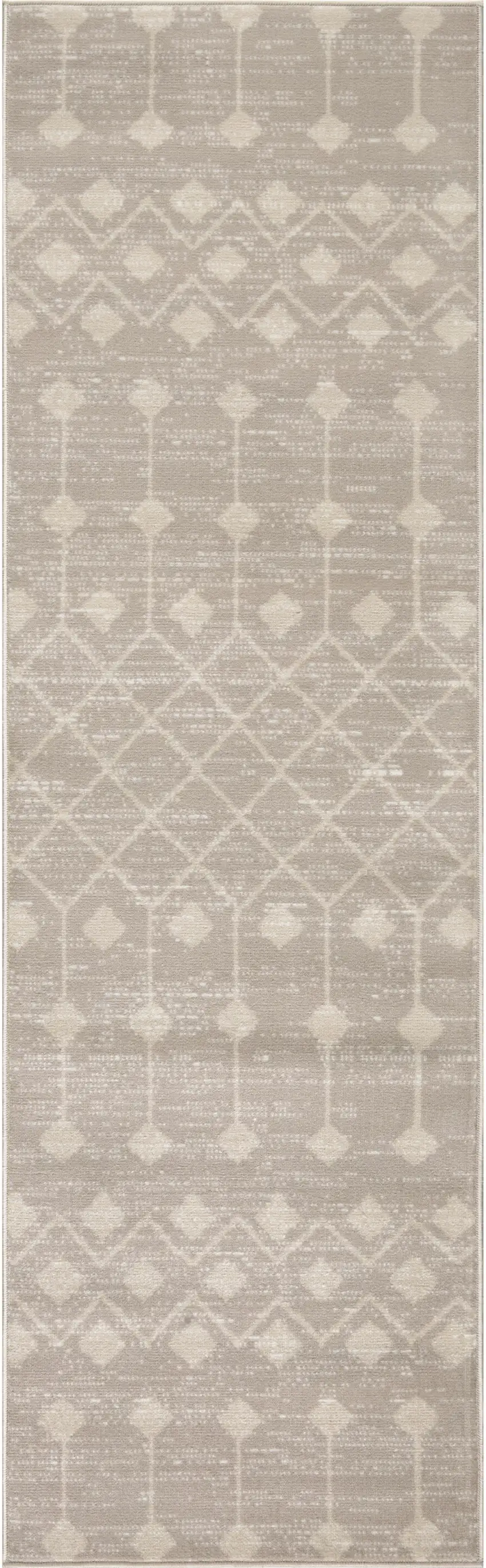 10' Beige Geometric Power Loom Runner Rug Photo 4