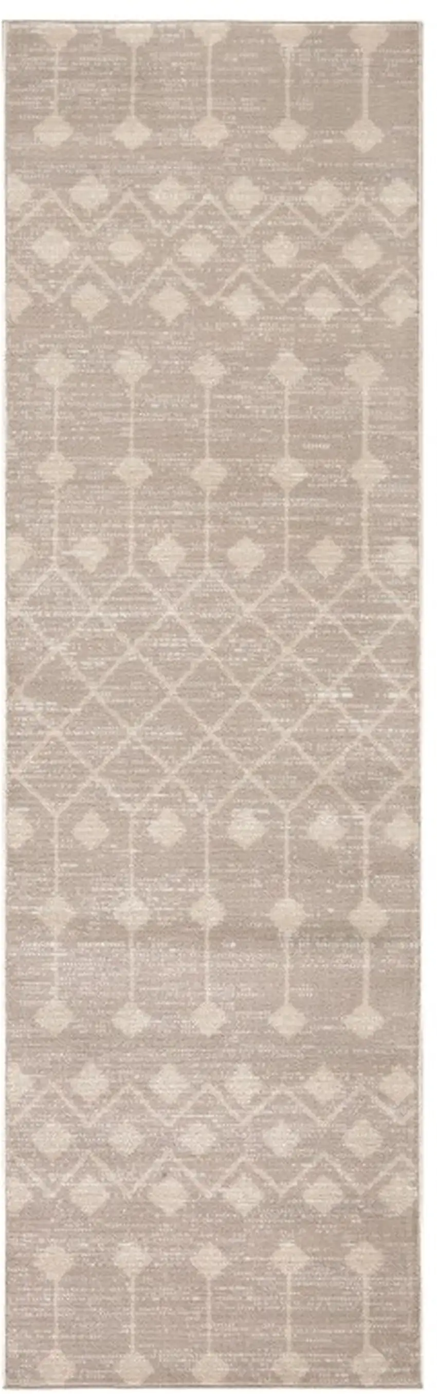6' Beige Geometric Power Loom Runner Rug Photo 1