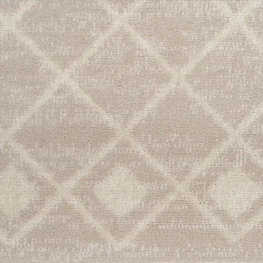 6' Beige Geometric Power Loom Runner Rug Photo 8