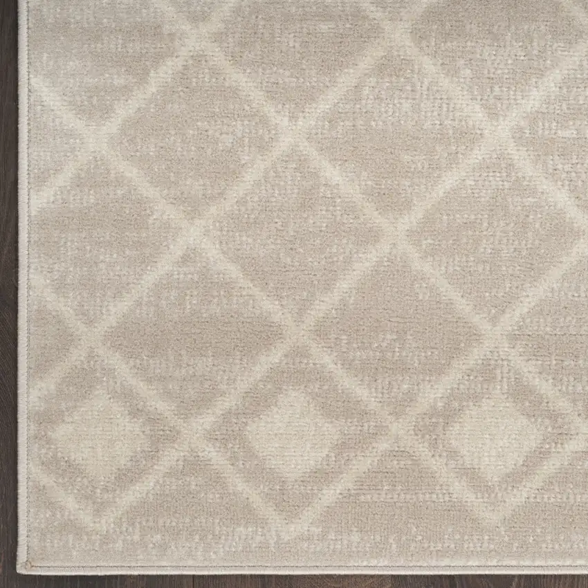 6' Beige Geometric Power Loom Runner Rug Photo 3