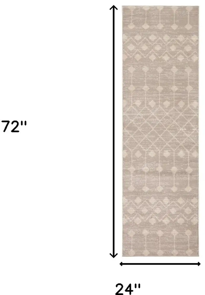 6' Beige Geometric Power Loom Runner Rug Photo 6