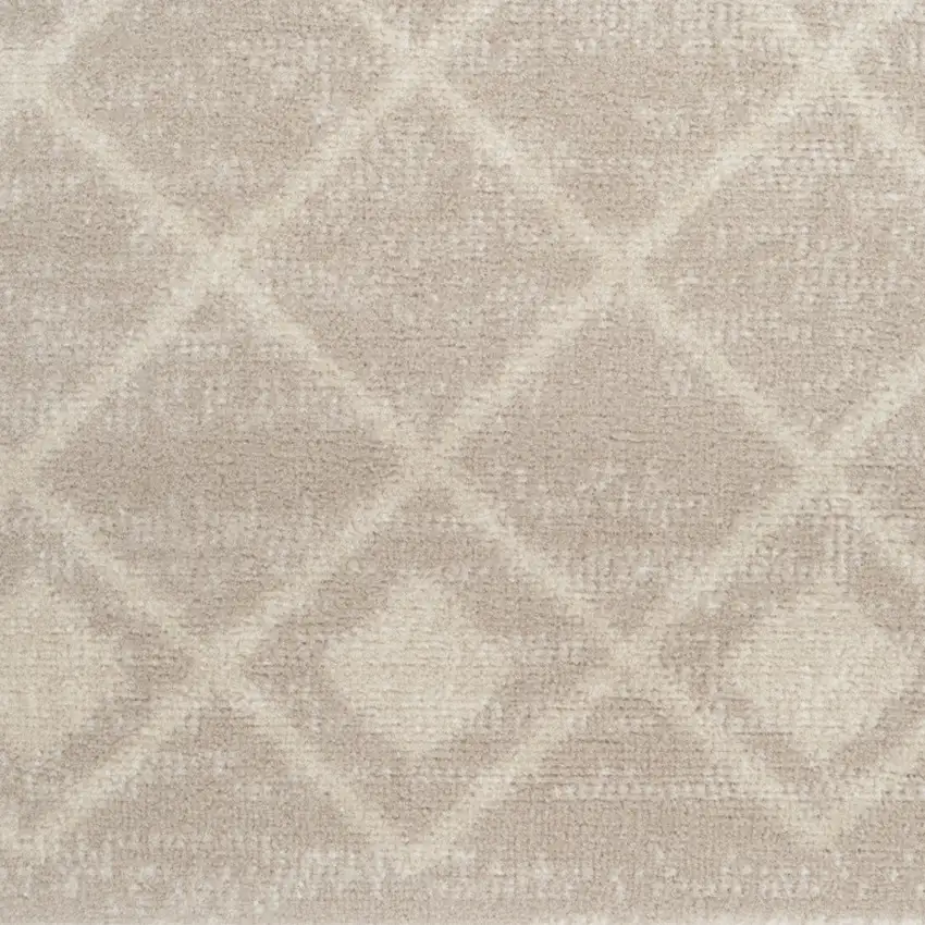 6' Beige Geometric Power Loom Runner Rug Photo 7
