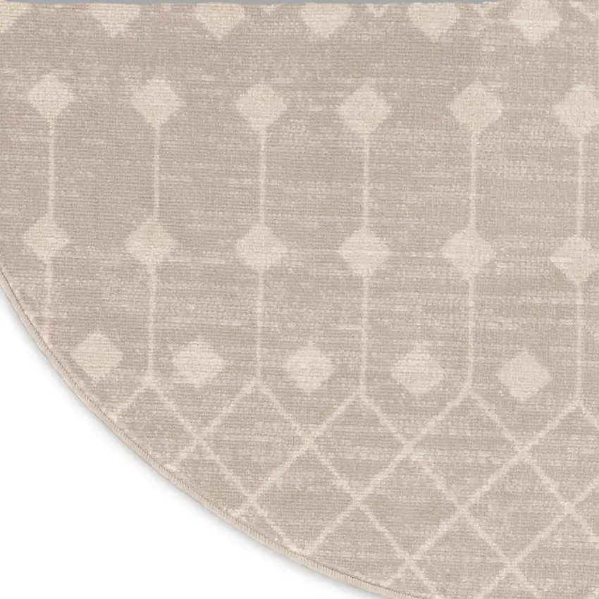 8' Beige Geometric Round Rug Photo 9