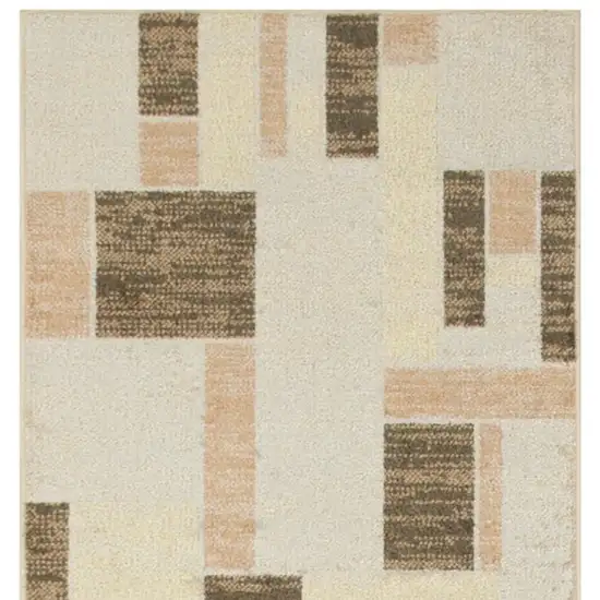 10' Beige Geometric Runner Rug Photo 3