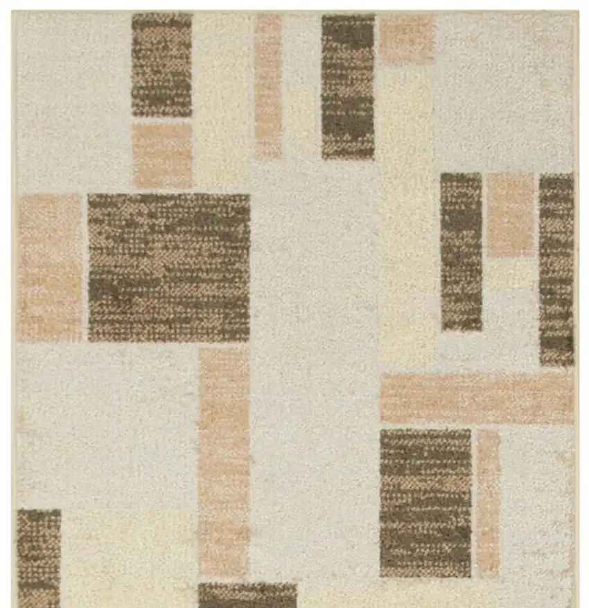 10' Beige Geometric Runner Rug Photo 3