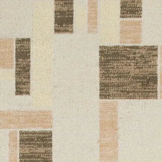 10' Beige Geometric Runner Rug Photo 9