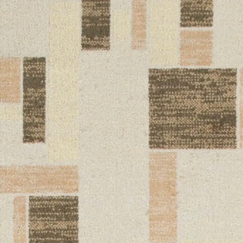 10' Beige Geometric Runner Rug Photo 9