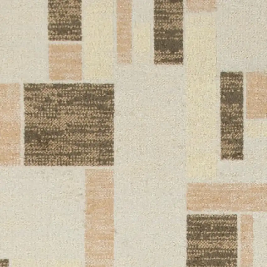 10' Beige Geometric Runner Rug Photo 2