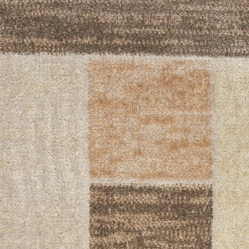 10' Beige Geometric Runner Rug Photo 7
