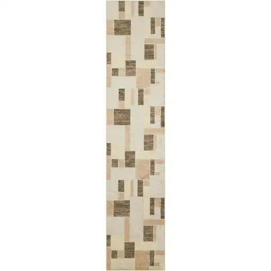 10' Beige Geometric Runner Rug Photo 4