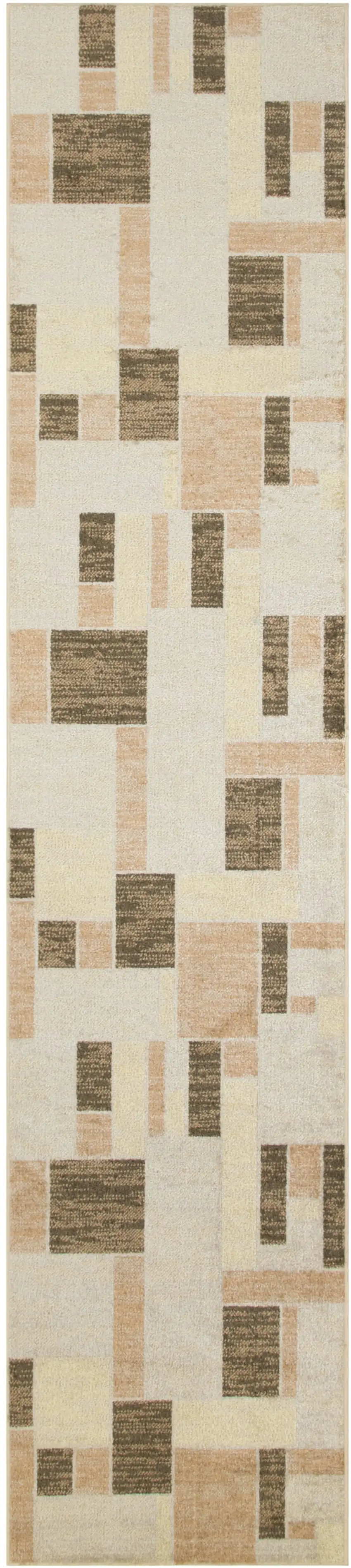10' Beige Geometric Runner Rug Photo 4