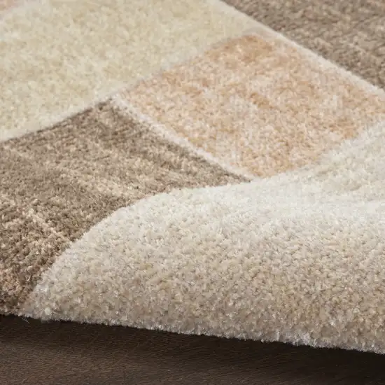 8' Beige Geometric Runner Rug Photo 8