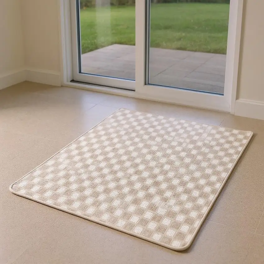 6' Beige Geometric Runner Rug Photo 1