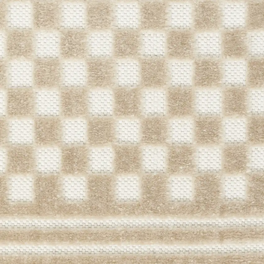 6' Beige Geometric Runner Rug Photo 9