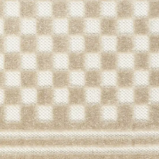 6' Beige Geometric Runner Rug Photo 9
