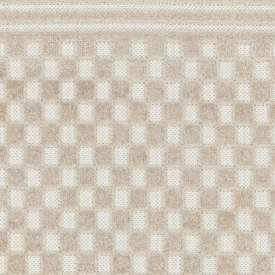 6' Beige Geometric Runner Rug Photo 3