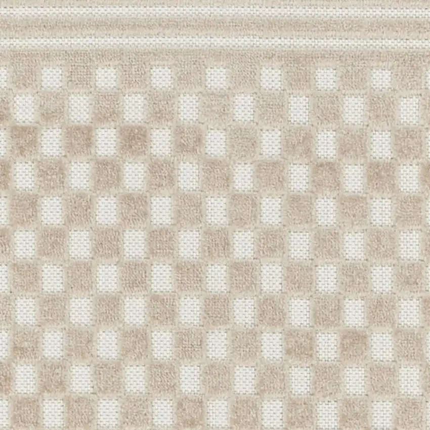 6' Beige Geometric Runner Rug Photo 3