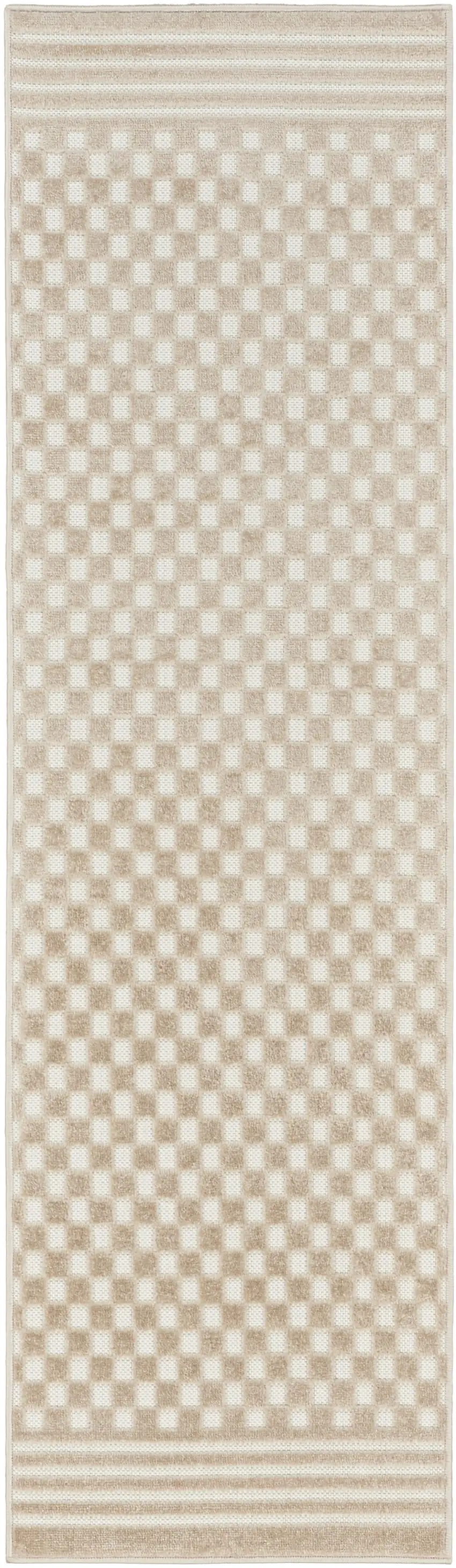 6' Beige Geometric Runner Rug Photo 2