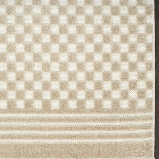 6' Beige Geometric Runner Rug Photo 6