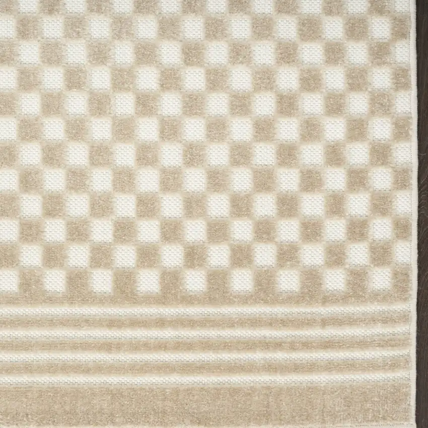 6' Beige Geometric Runner Rug Photo 6