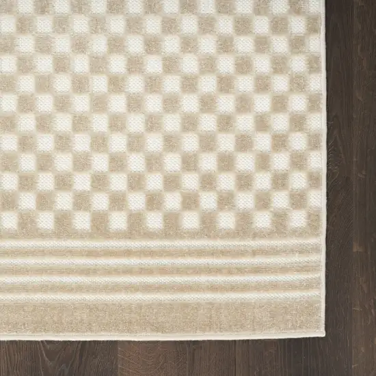 6' Beige Geometric Runner Rug Photo 8