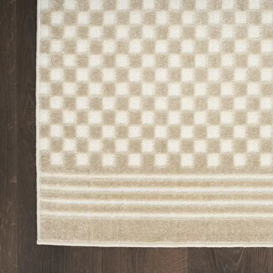 6' Beige Geometric Runner Rug Photo 7