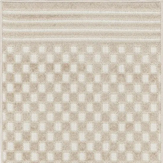 6' Beige Geometric Runner Rug Photo 4
