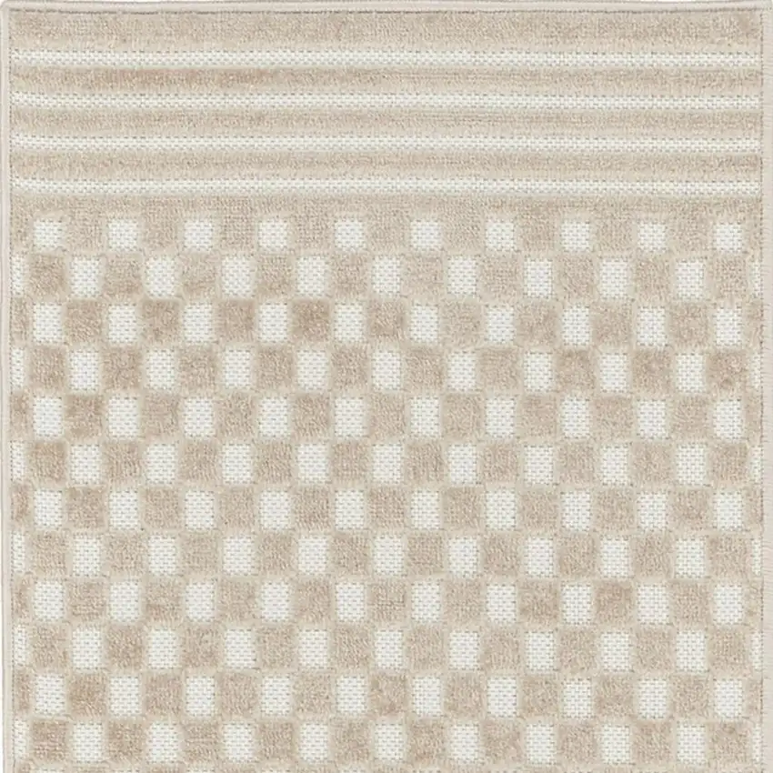 6' Beige Geometric Runner Rug Photo 4