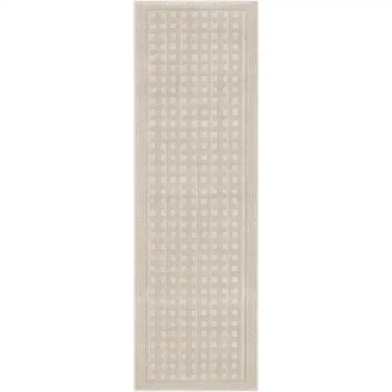 6' Beige Geometric Runner Rug Photo 2
