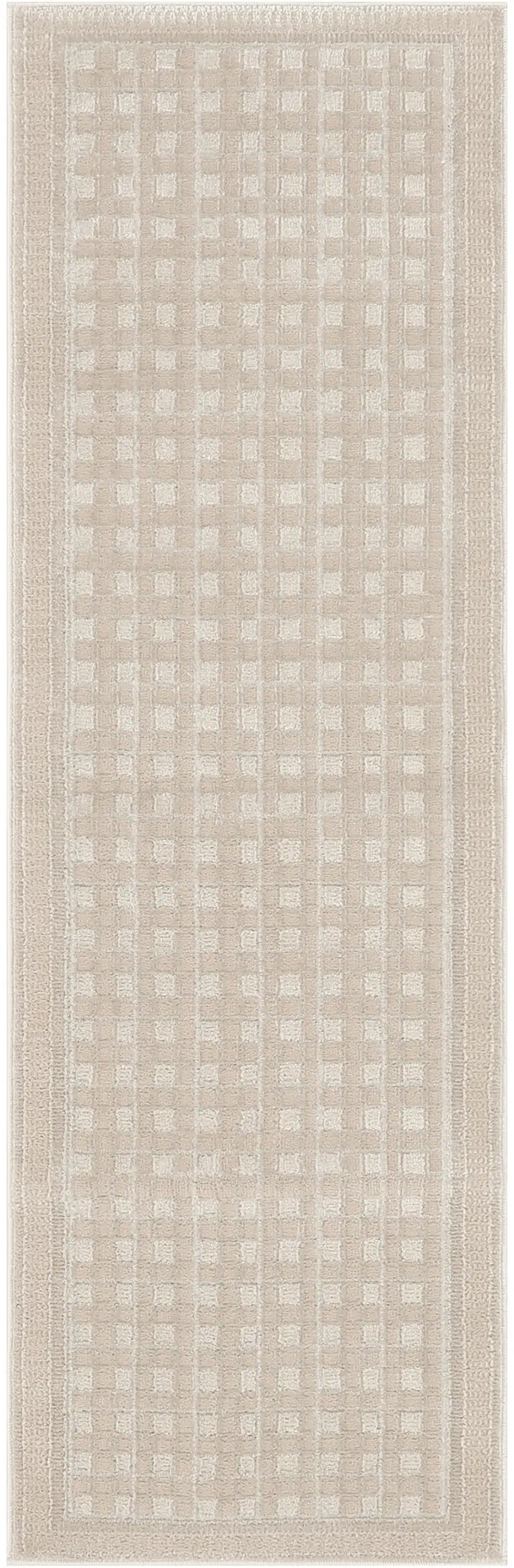 6' Beige Geometric Runner Rug Photo 2