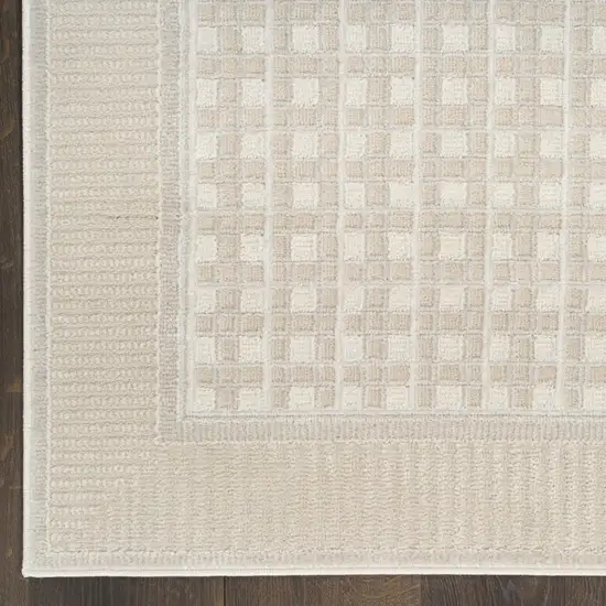 6' Beige Geometric Runner Rug Photo 7