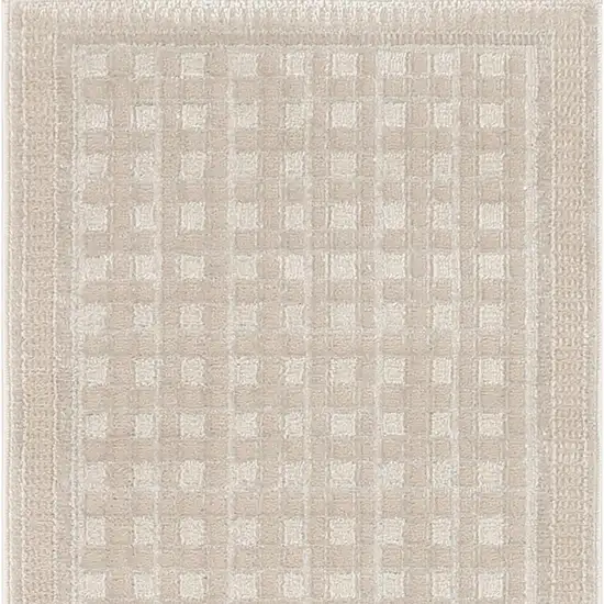 6' Beige Geometric Runner Rug Photo 4