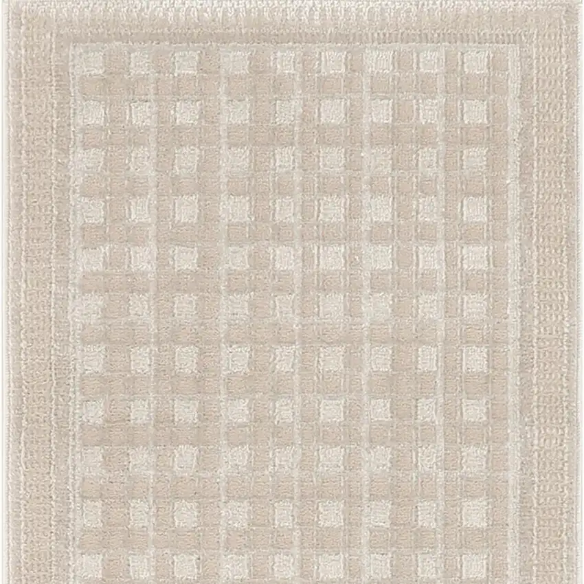 6' Beige Geometric Runner Rug Photo 4