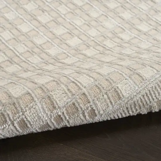 6' Beige Geometric Runner Rug Photo 9