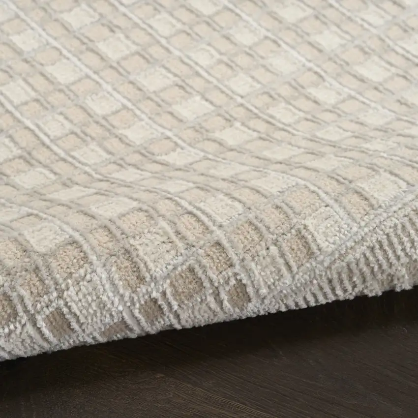 6' Beige Geometric Runner Rug Photo 9