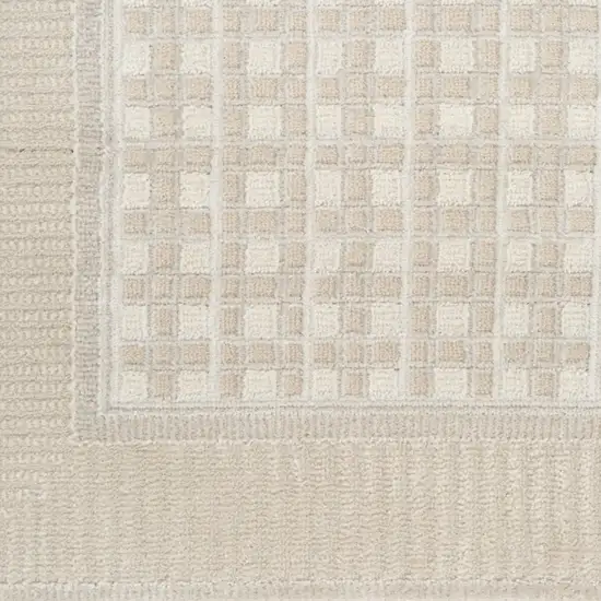 6' Beige Geometric Runner Rug Photo 6