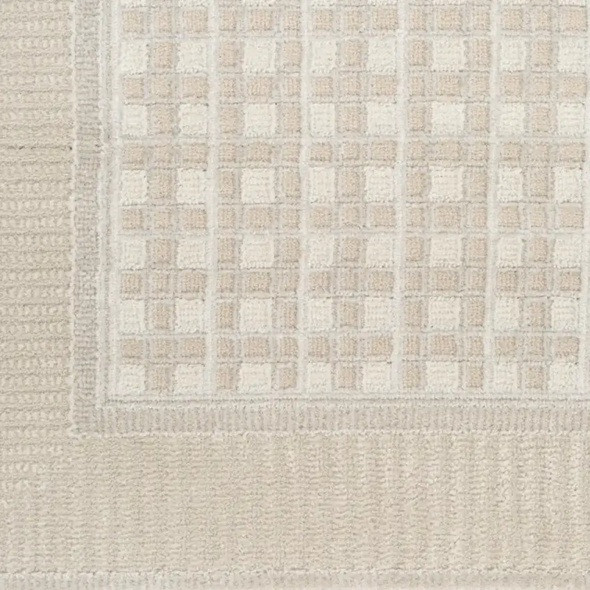 6' Beige Geometric Runner Rug Photo 6