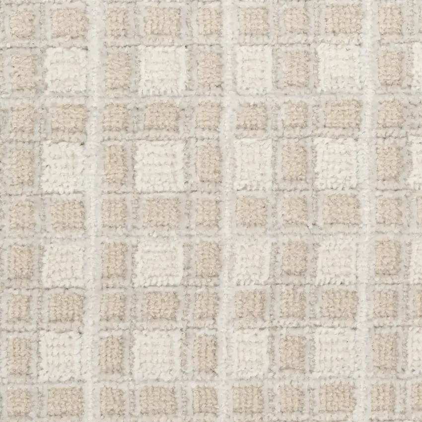 6' Beige Geometric Runner Rug Photo 8