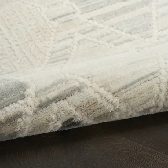 8' Beige Geometric Runner Rug Photo 9