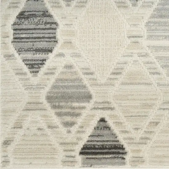 8' Beige Geometric Runner Rug Photo 7