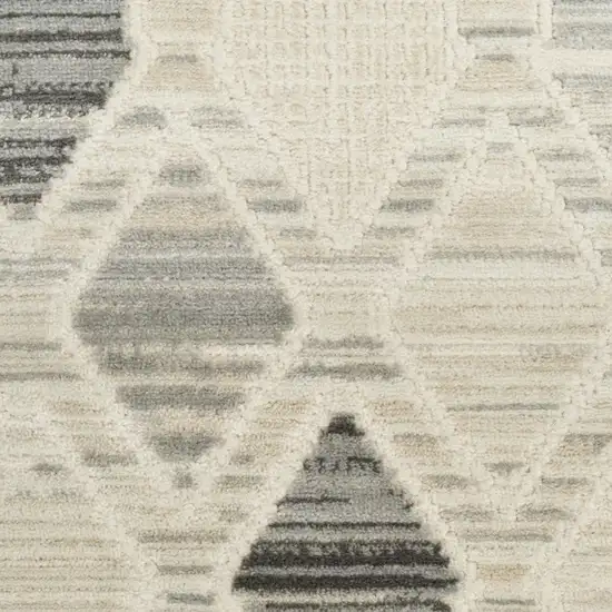 8' Beige Geometric Runner Rug Photo 6