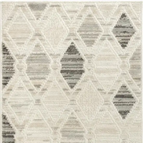 8' Beige Geometric Runner Rug Photo 4