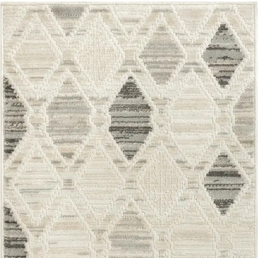 8' Beige Geometric Runner Rug Photo 4