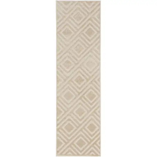 6' Beige Geometric Runner Rug Photo 1