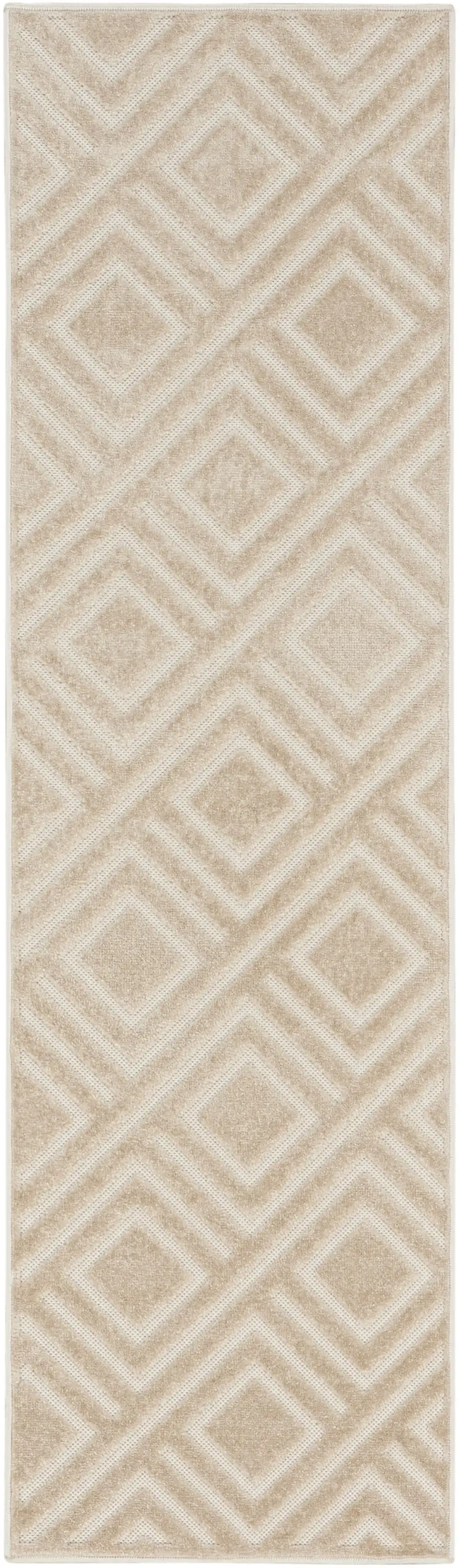 6' Beige Geometric Runner Rug Photo 1