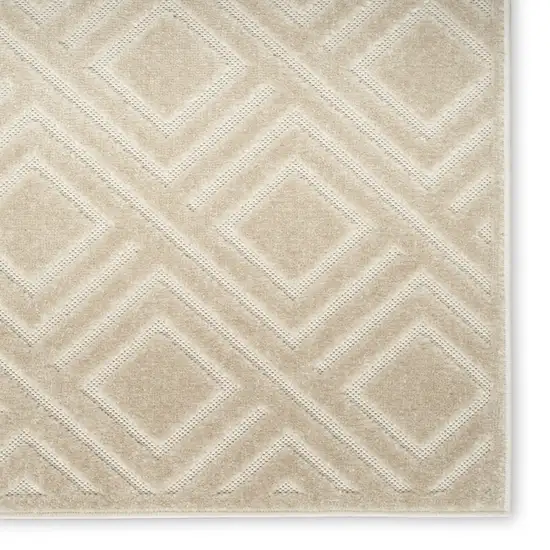 6' Beige Geometric Runner Rug Photo 5