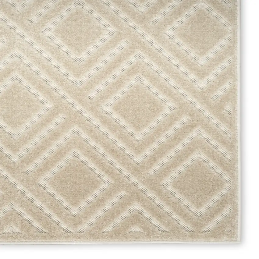 6' Beige Geometric Runner Rug Photo 5