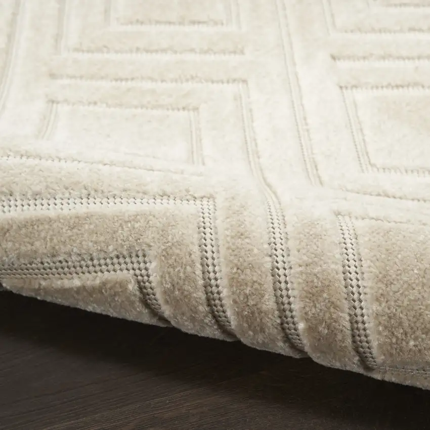 6' Beige Geometric Runner Rug Photo 4